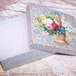 Antique Victorian Paper Box - Basket of Roses, Lily of the Valley & Doves