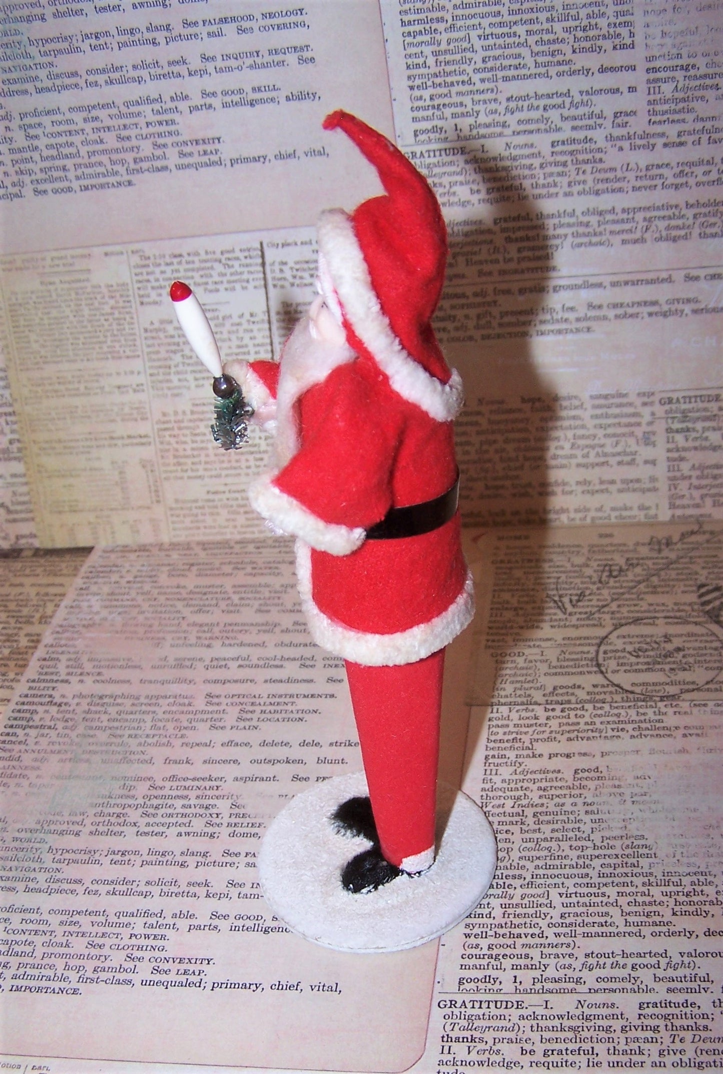 Made in Japan 1960s Plastic Face Standing Santa Claus Decoration