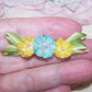 Revival French Ribbonwork Spray - Yellow / Light Blue Ombre Ribbon