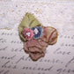 Art Deco French Ribbonwork - Red/Blue Floral Applique with Beads