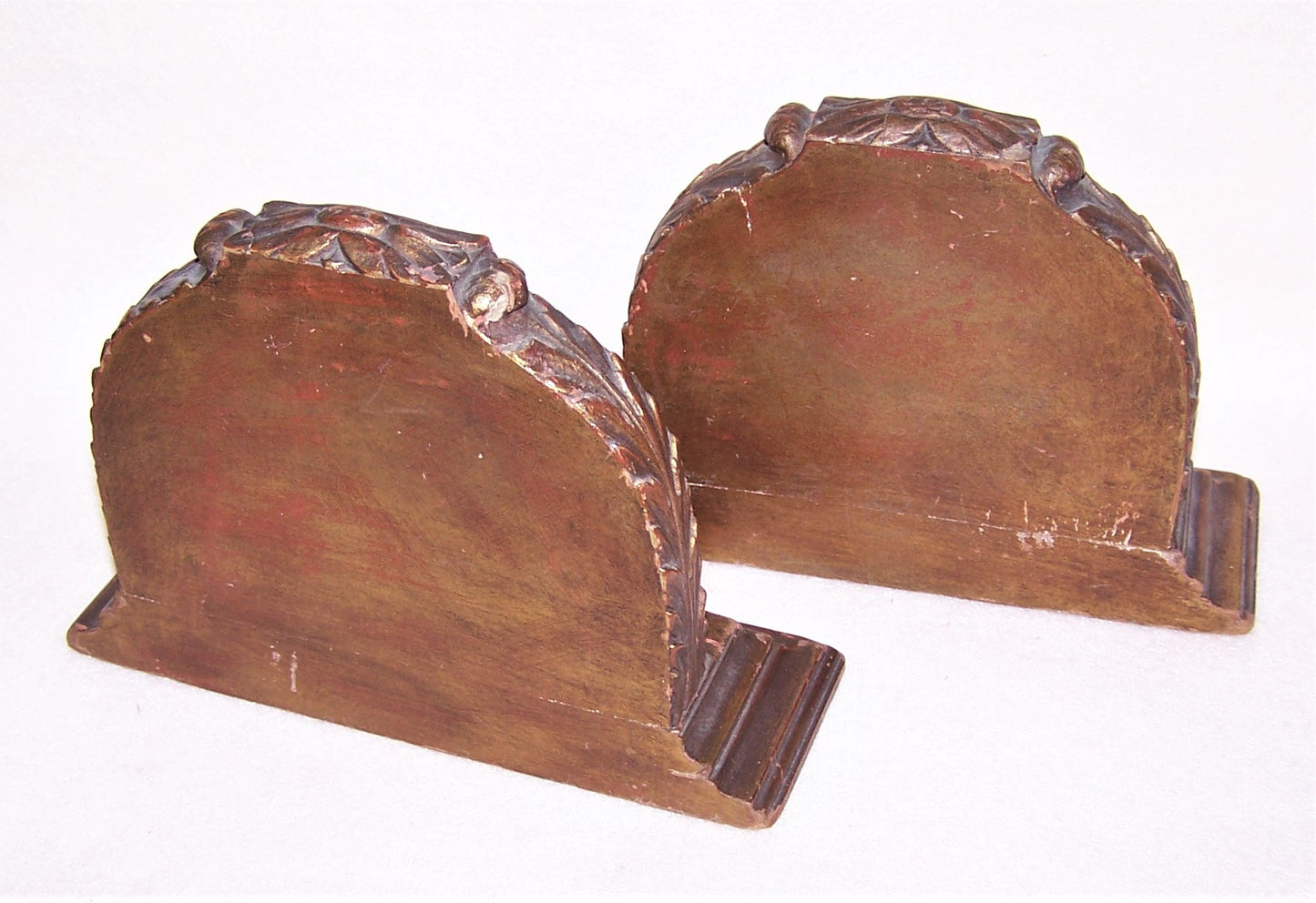 Art Deco Handpainted Floral Wood Bookends Book Ends