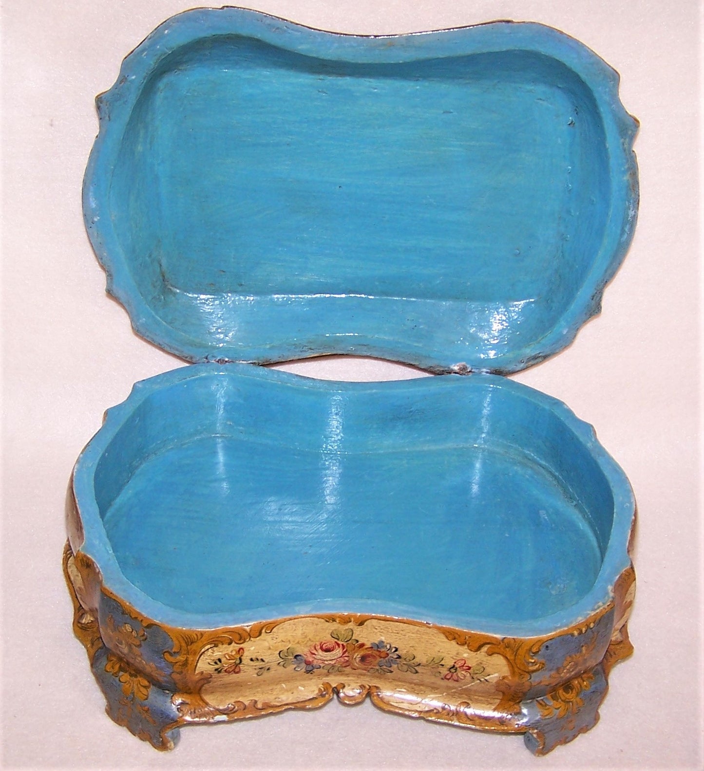 Italian Tole Handpainted Wood Box - Large with Lots of Florals