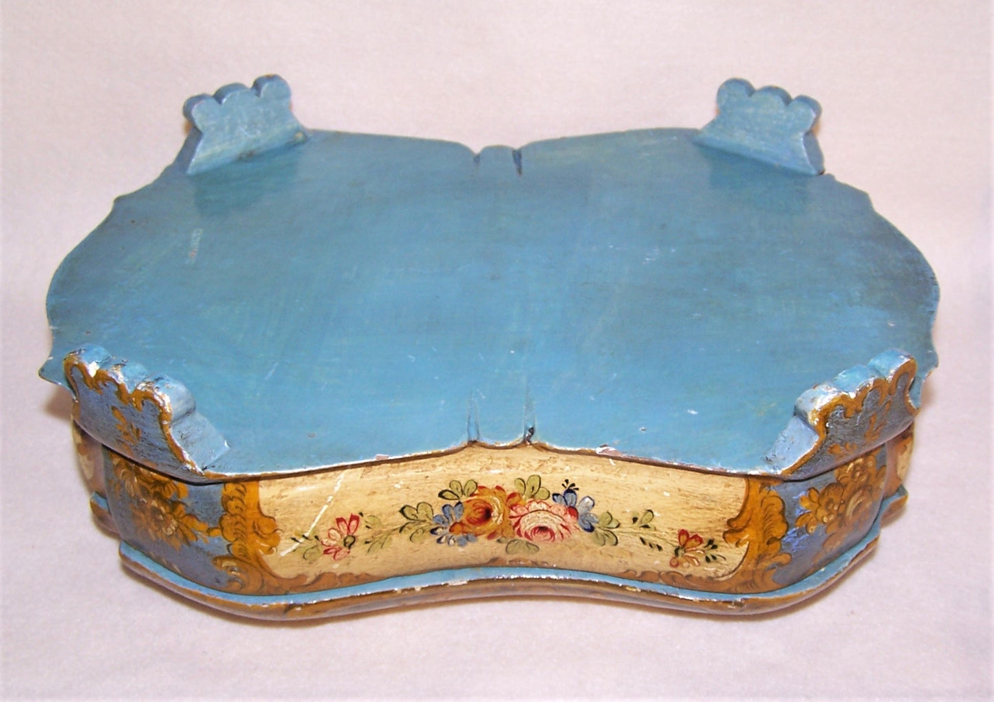 Italian Tole Handpainted Wood Box - Large with Lots of Florals