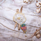 Antique French Ribbonwork Floral Applique - Yellow Organza with Beads