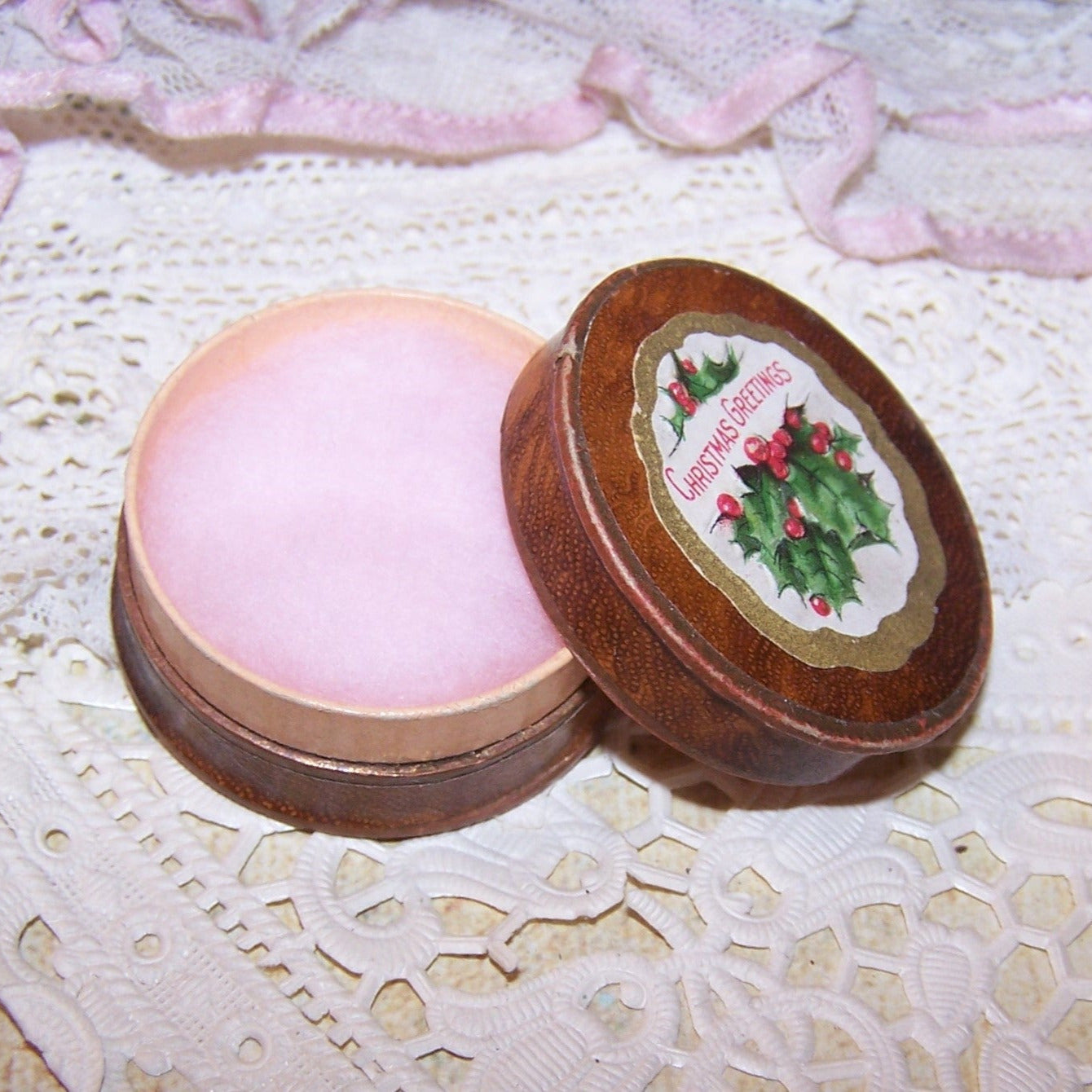 Antique Victorian Jewelry Box - Christmas Greetings