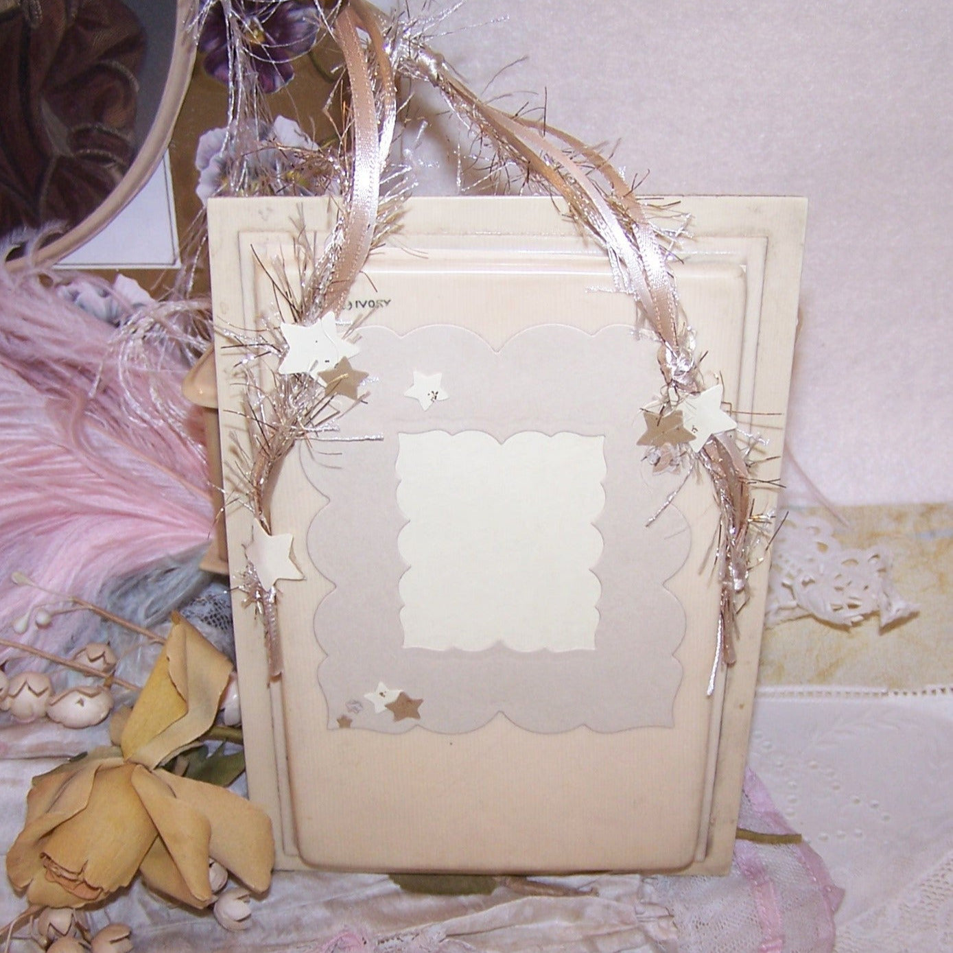 Upcycled Celluloid Picture Frame with Angels | Insert Your Own Picture