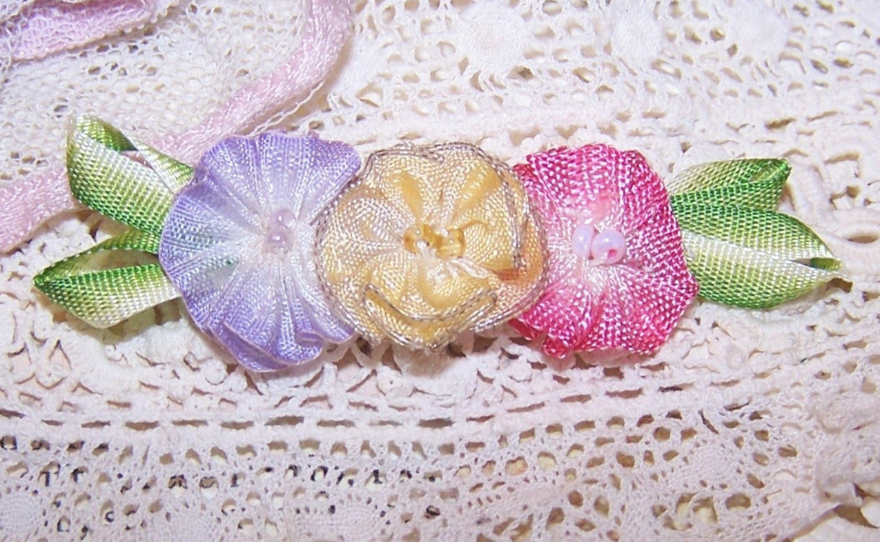 Revival French Ribbonwork Spray - Lavender / Yellow / Pink Ombre Ribbon