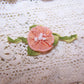 Antique French Ribbonwork Embellishment - Peach Rayon Rose