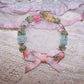 Vintage Art Deco French Ribbonwork Wreath Garland Applique/Embellishment - Multicolor with Pink Ribbon Bow