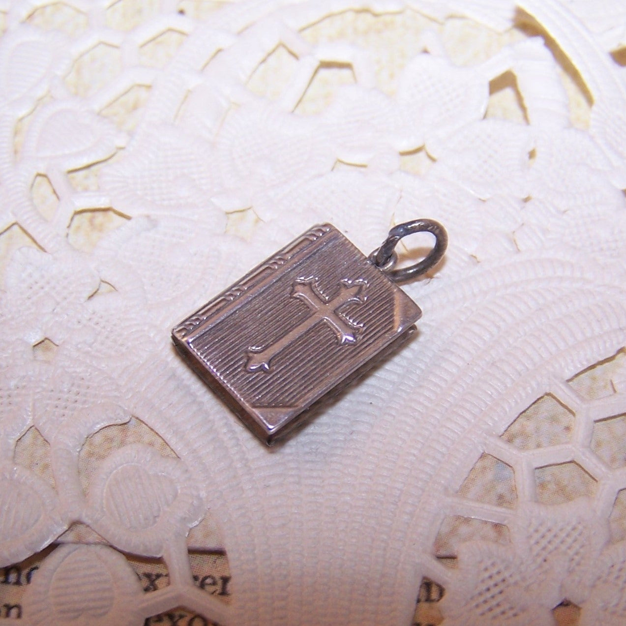 JMF & Co Sterling Silver Charm - Holy Bible with Lords Prayer