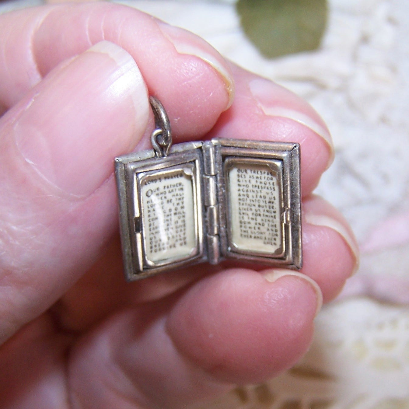 JMF & Co Sterling Silver Charm - Holy Bible with Lords Prayer