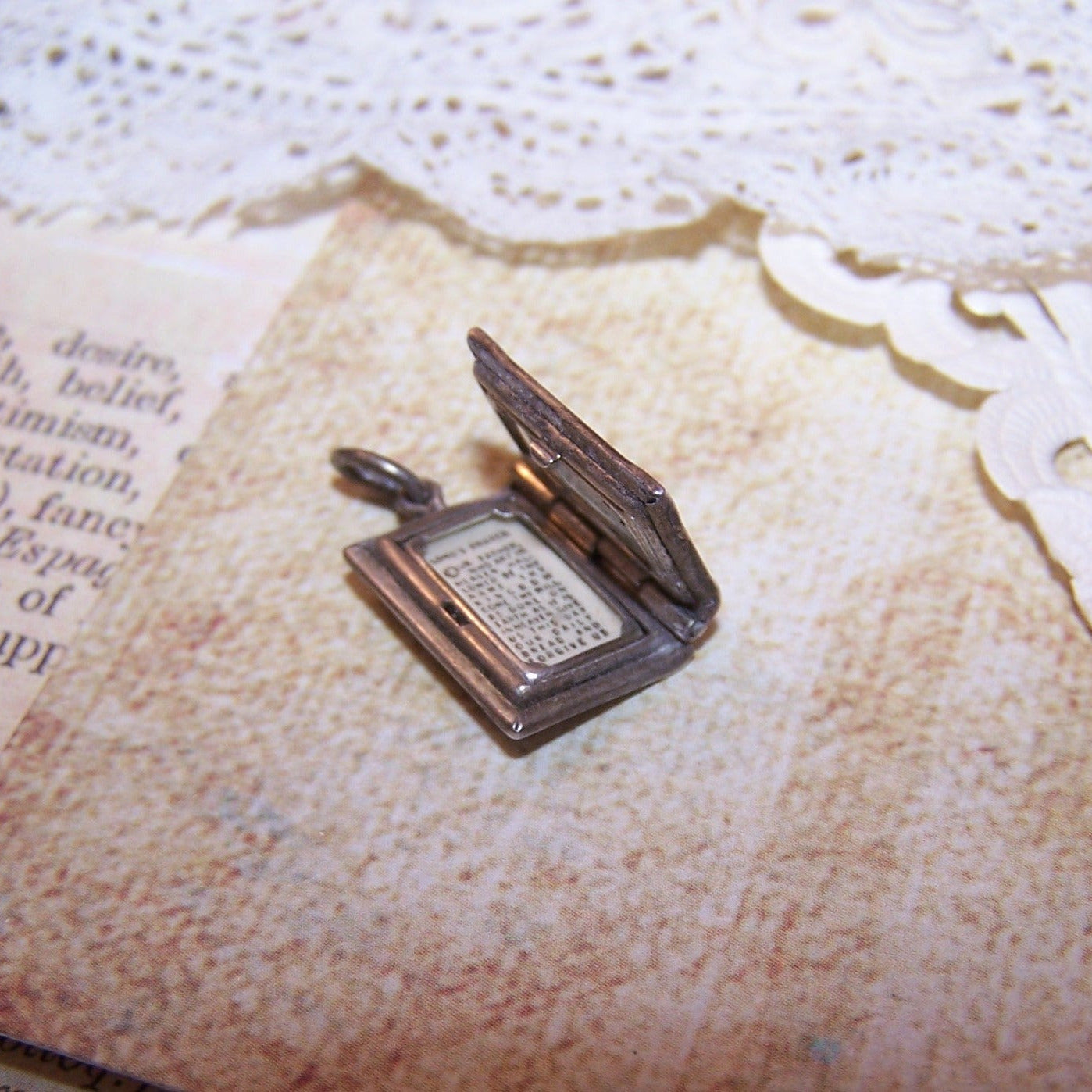 JMF & Co Sterling Silver Charm - Holy Bible with Lords Prayer