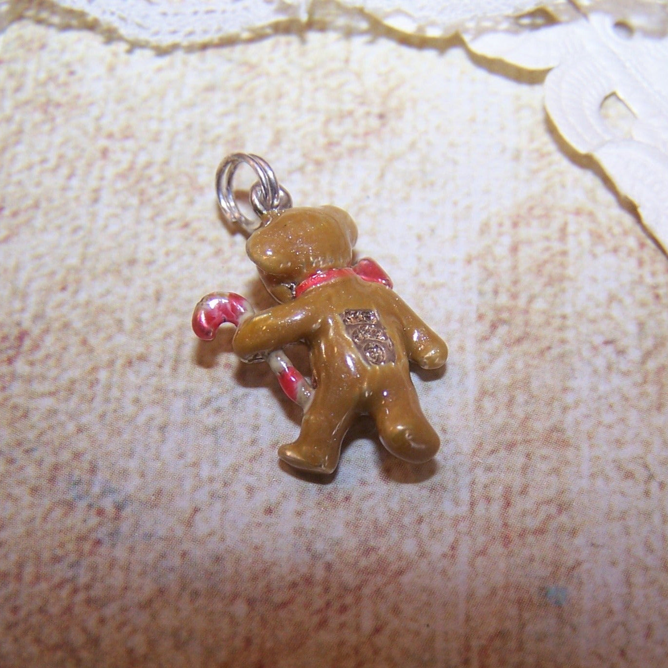 JEZLAINE Sterling Silver Enamel Charm - Christmas Teddy Bear