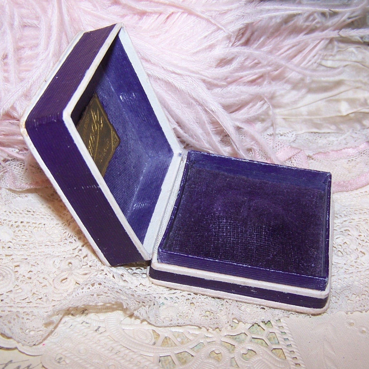 Antique Victorian German Paper Ring Box - TO ONE I LOVE