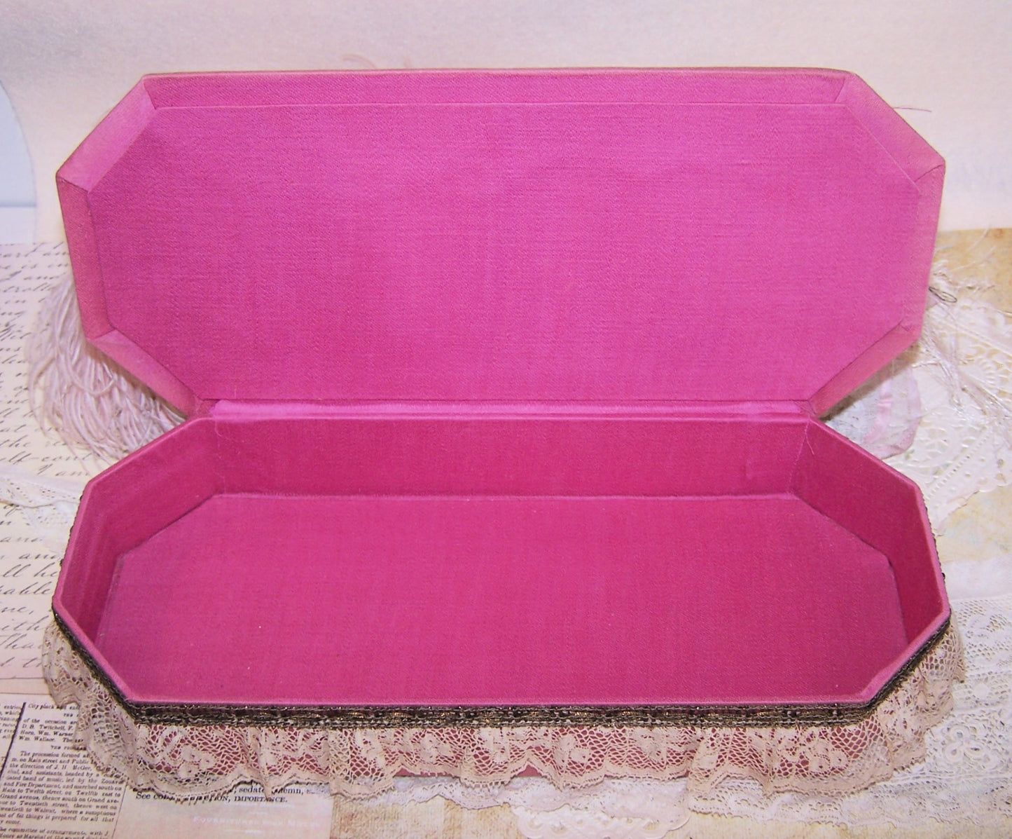 Art Deco French Ribbonwork Boudoir Box with Rococo Ribbon Trim