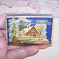 Upcycled Pharmacy Pill Box - Merry Christmas | Log Cabin Winter Scene