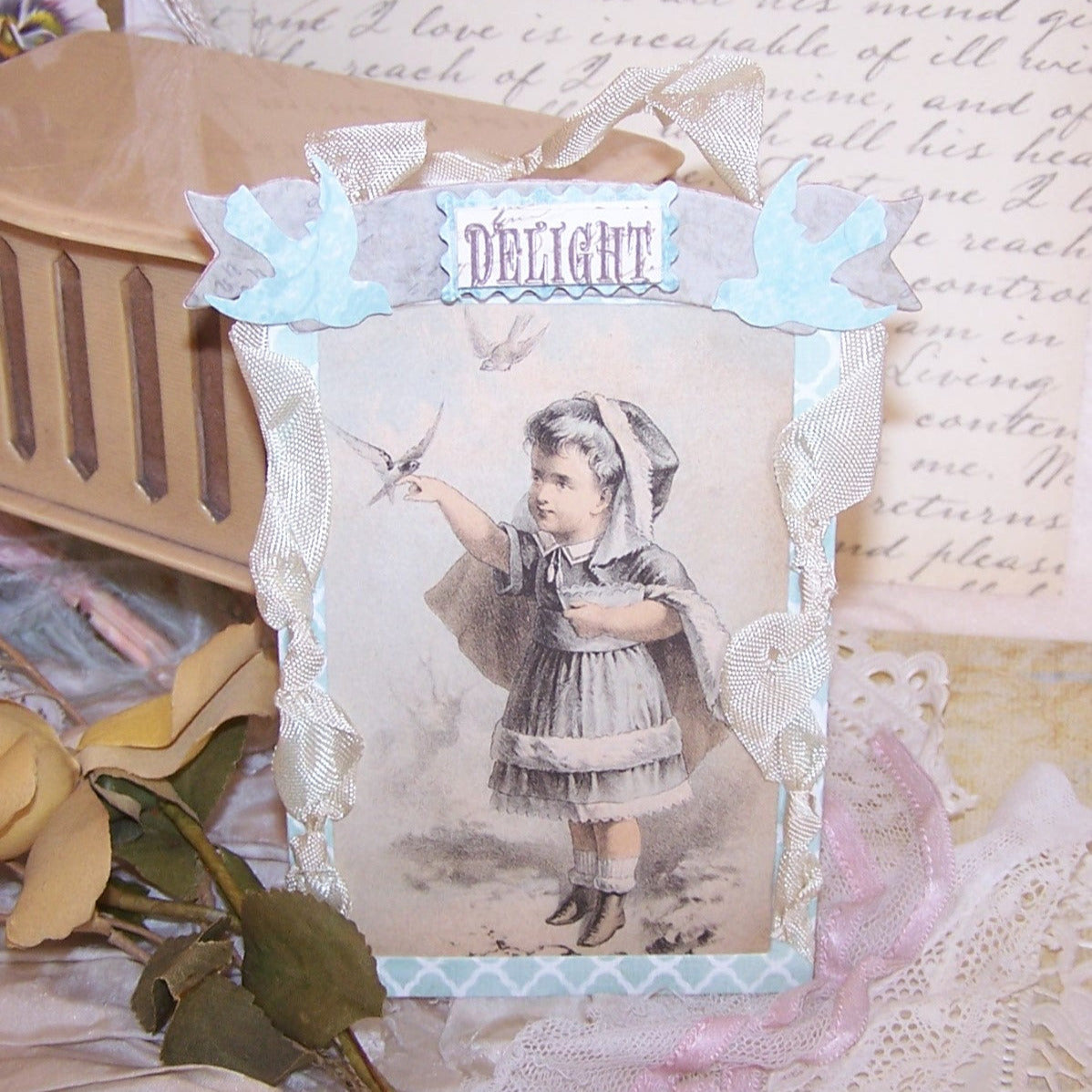 Victorian Revival Greeting Card or Ornament - DELIGHT