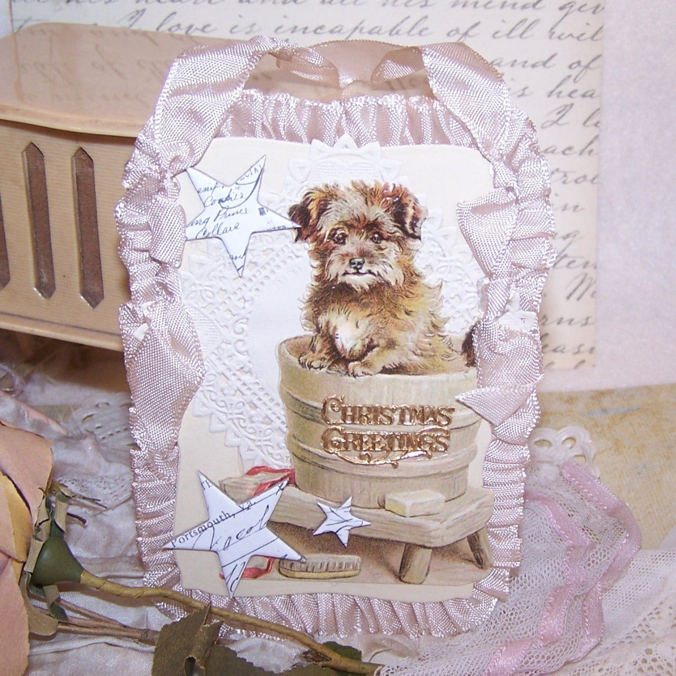 Victorian Revival Greeting Card or Ornament - CHRISTMAS GREETINGS