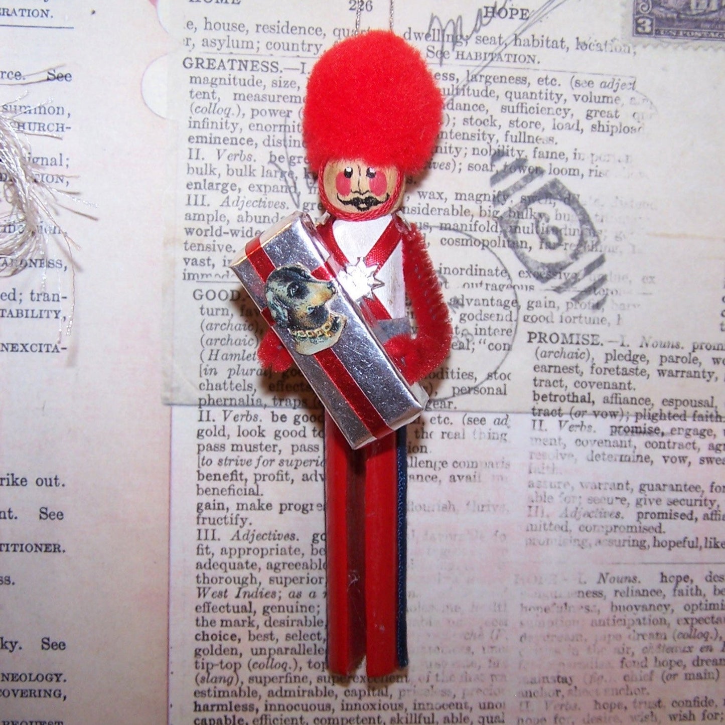 Wooden Soldier Christmas Ornament - Carries Gift Box | Dog Die Cut