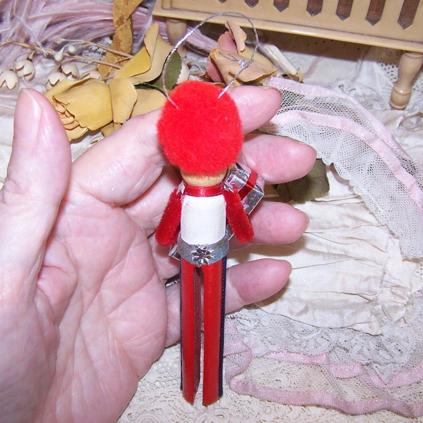 Wooden Soldier Christmas Ornament - Carries Gift Box | Dog Die Cut