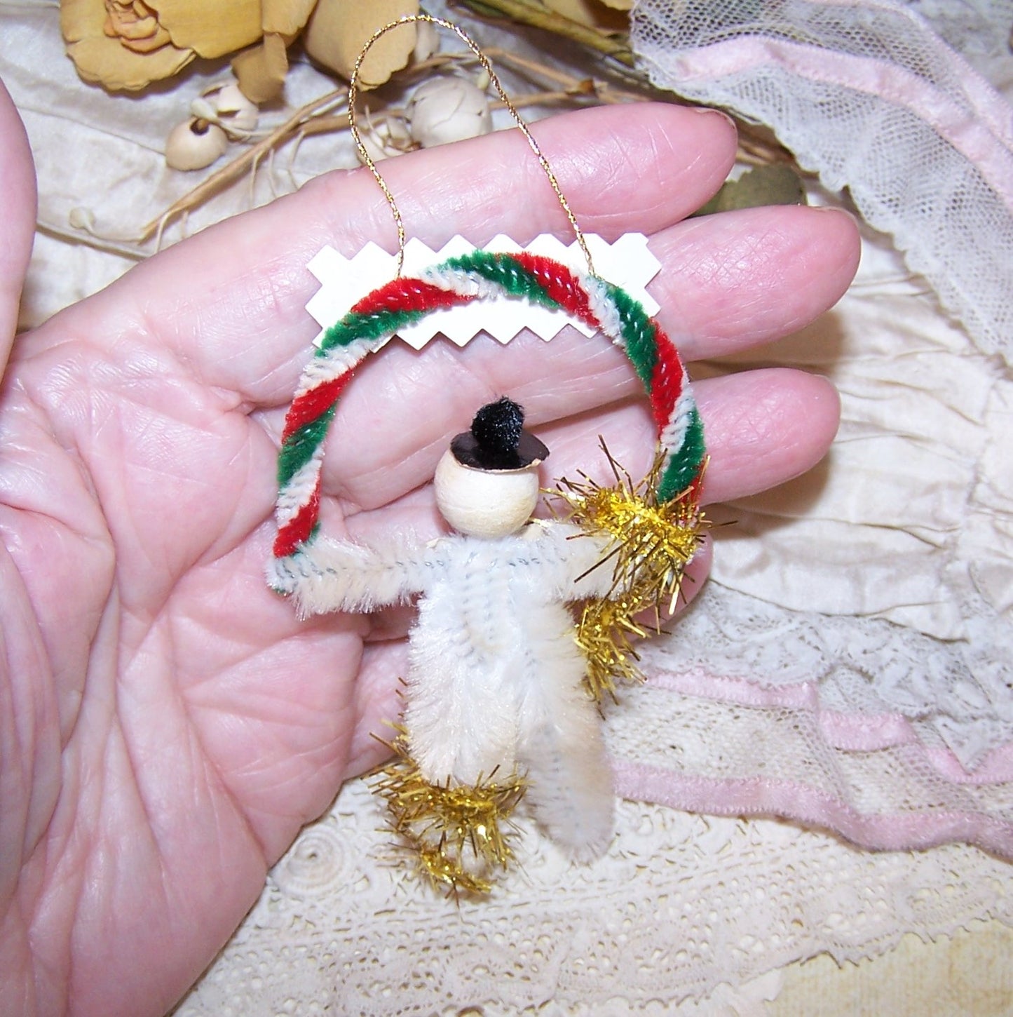 Spun Cotton Chenille Christmas Ornament - Frosty the Snowman