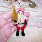 Chenille Holiday Ornament - Santa Claus with Gold Glitter Christmas Tree