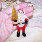 Chenille Holiday Ornament - Santa Claus with Gold Glitter Christmas Tree