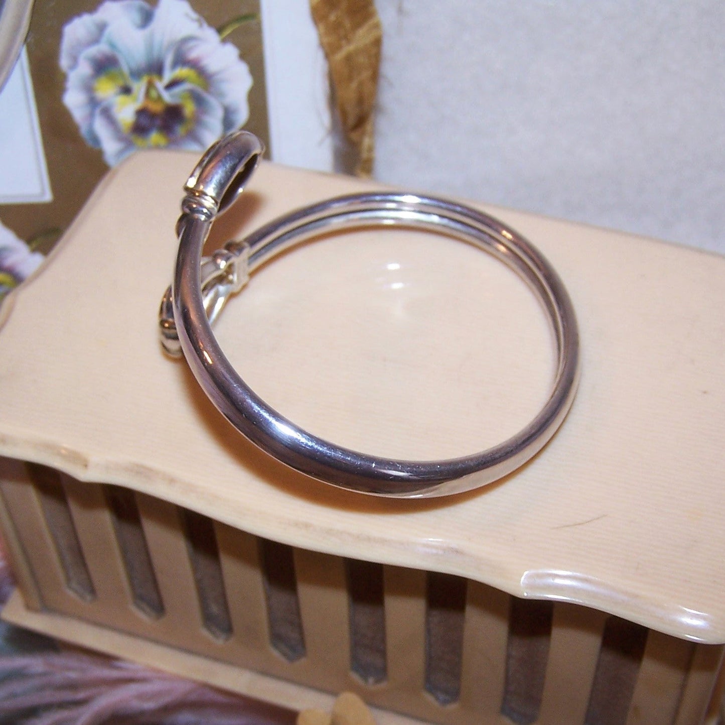 Sterling Silver Amethyst Blue Topaz Bypass Bangle Bracelet - Size 6.75