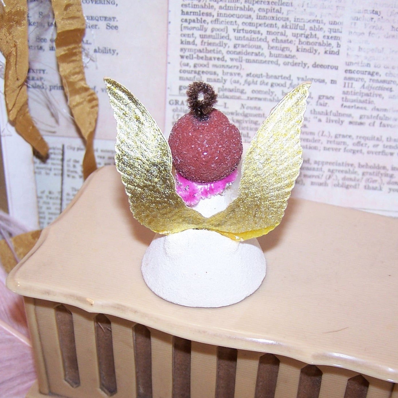 Vintage Made in Japan Christmas Ornament - Angel Carrying Hymnal