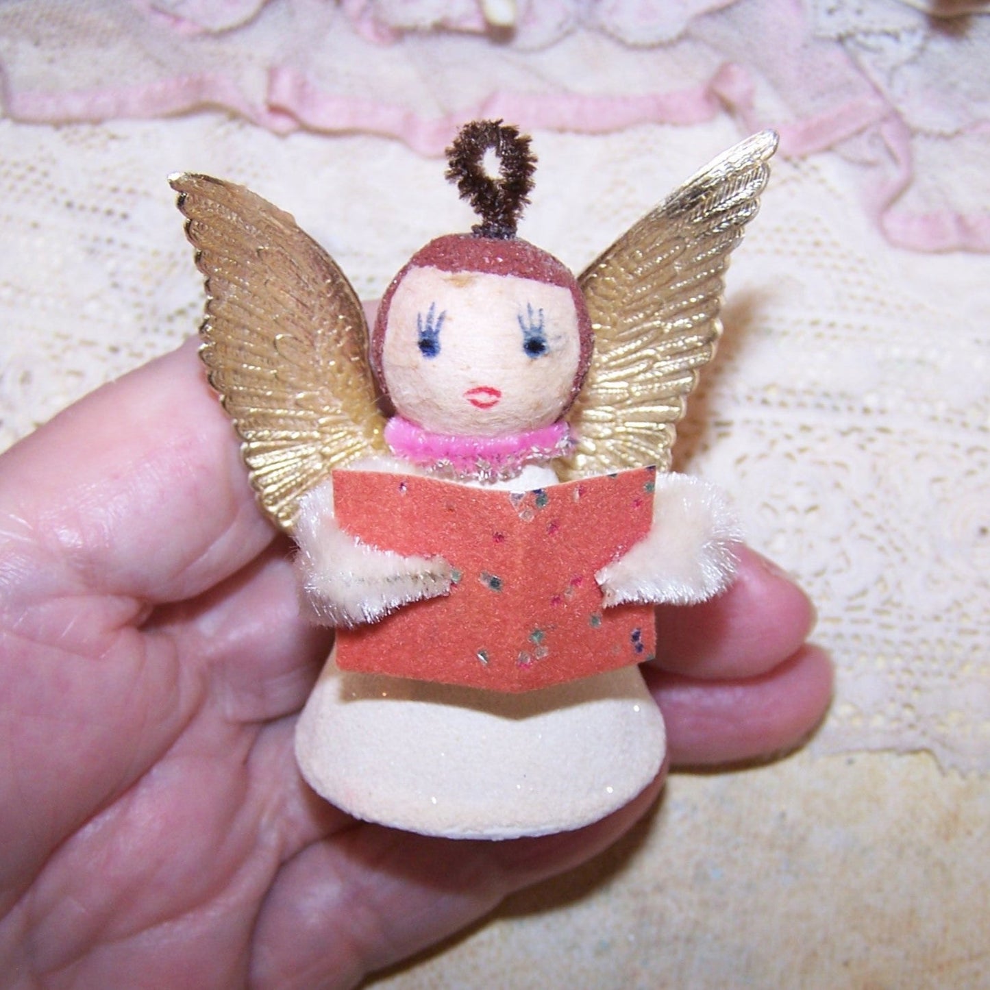 Vintage Made in Japan Christmas Ornament - Angel Carrying Hymnal