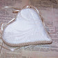 Cream Brocade and Ribbon Rose Heart Ornament - Mauve & Blue Tones