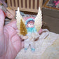 Victorian Revival Mixed Media Holiday Ornament - Gold / Blue Angel