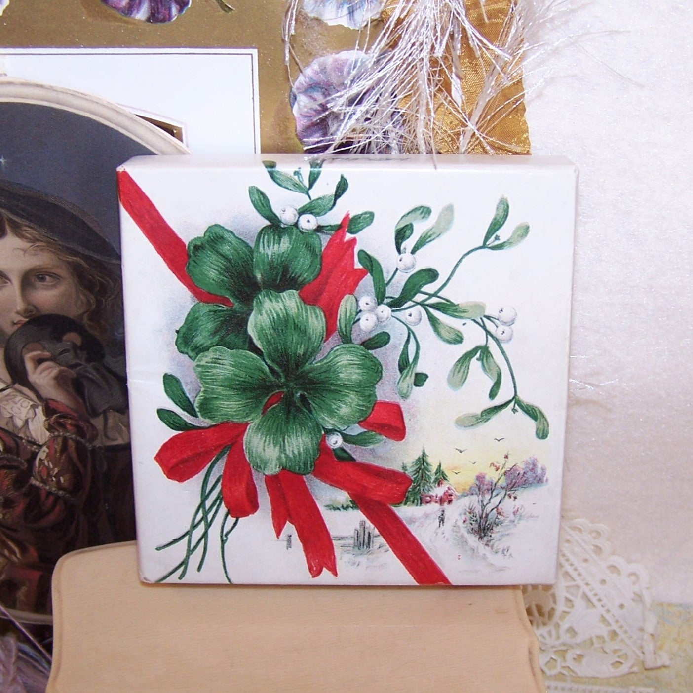 Carter Boston Ink Pad Empty Box - Christmas Theme | Mistletoe Front
