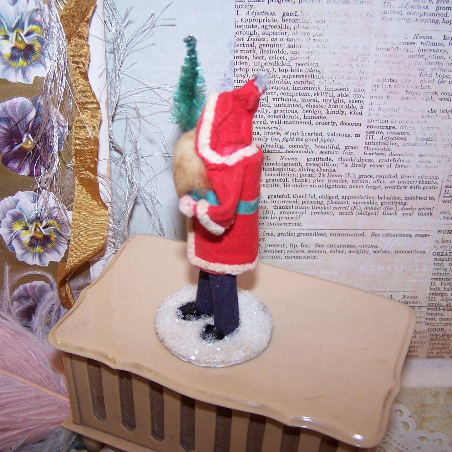 4" High Japan Paper Face Santa Claus Christmas Decoration