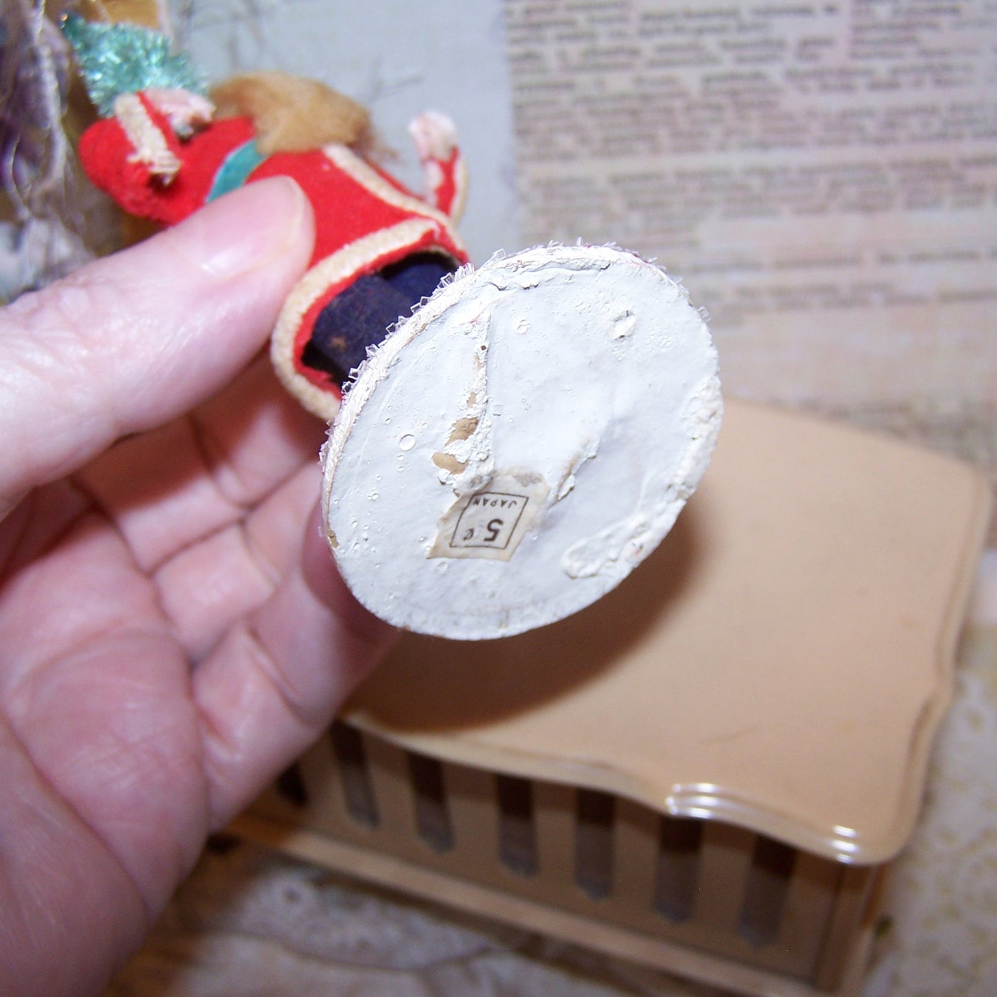 4" High Japan Paper Face Santa Claus Christmas Decoration