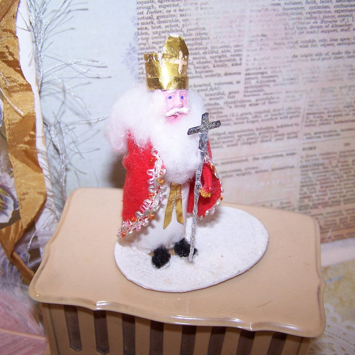 Japan Clay Face Father Christmas Pere Noel Saint Nicholas Mantel Decoration