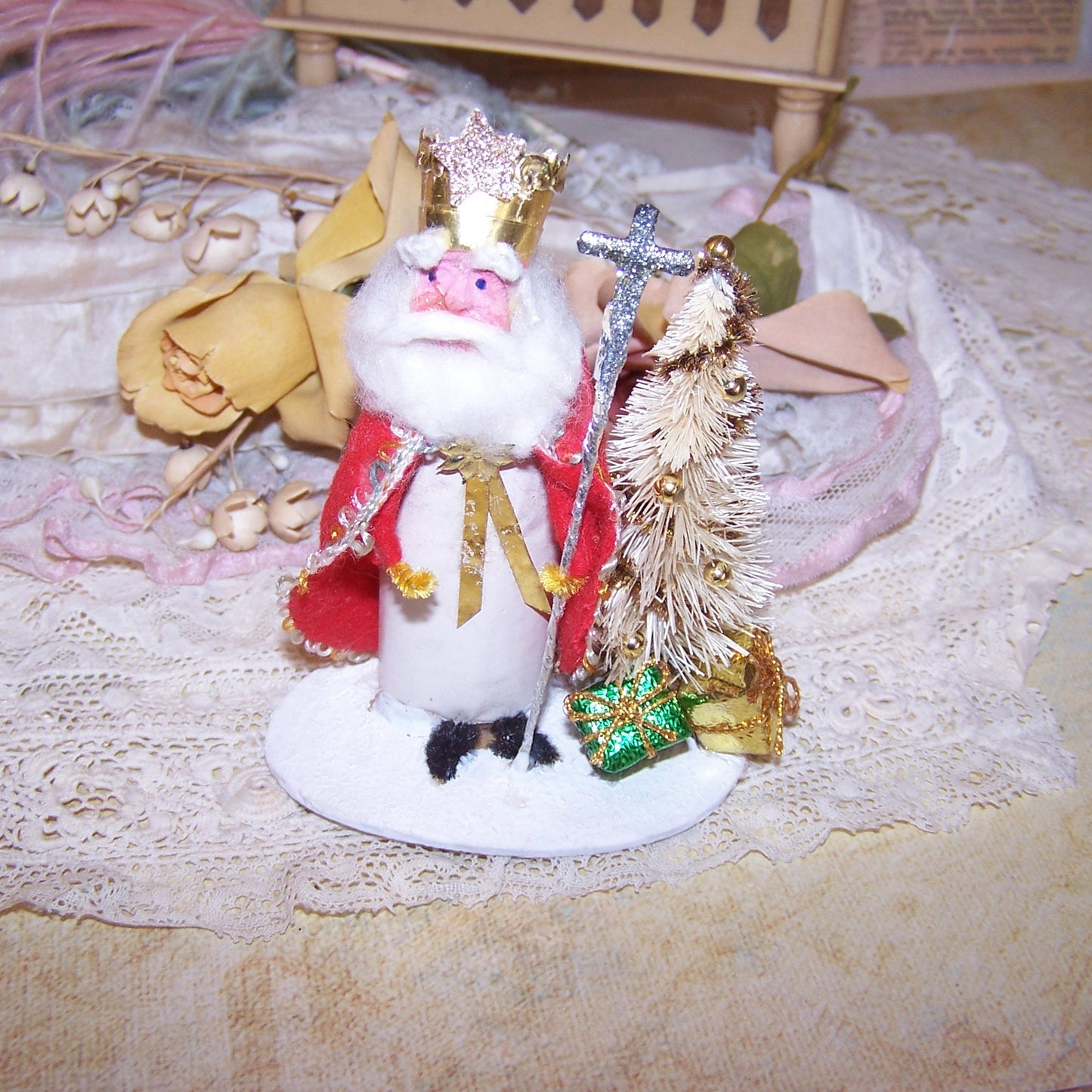 Upcycled Japan Father Christmas Pere Noel Saint Nicholas Mantel Decoration