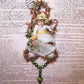 Vintage Mercury Glass Tinsel Christmas Ornament - Young Lady with Flowers