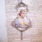 Victorian Revival Mercury Glass Bead & Tinsel Christmas Ornament - Lady in Lace Shawl