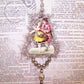 Victorian Revival Mercury Glass Bead & Tinsel Christmas Ornament - Dancing Couple