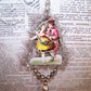 Victorian Revival Mercury Glass Bead & Tinsel Christmas Ornament - Dancing Couple