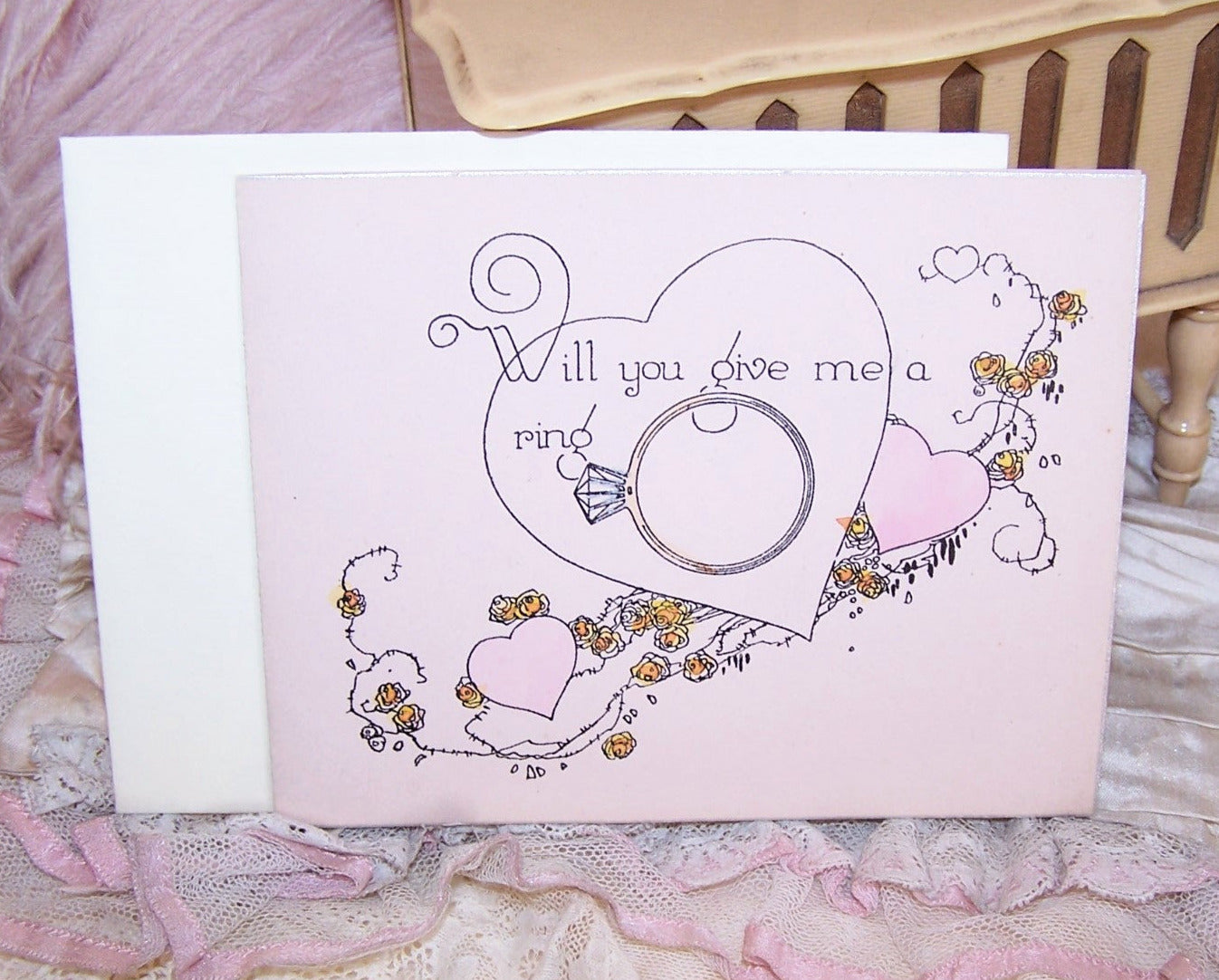 Unused ART DECO Greeting Card - Will You Give Me a Ring? (Telephone Call)