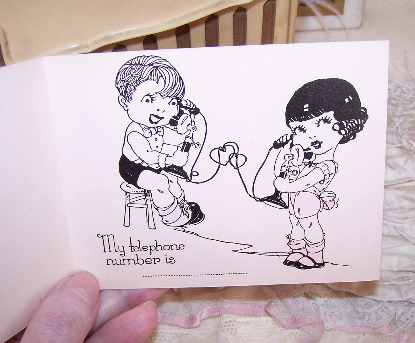 Unused ART DECO Greeting Card - Will You Give Me a Ring? (Telephone Call)