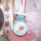 Chenille Christmas Ornament - Japan Clay Face Santa Claus Carrying Garland