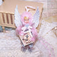 Chenille Christmas Ornament - Pink and Silver Angel Carrying Placard