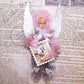 Chenille Christmas Ornament - Pink and Silver Angel Carrying Placard
