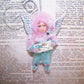 Chenille Christmas Ornament - Pink and Baby Blue Angel with FRIENDSHIP Sign
