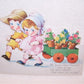 Unused 1940s Greeting Card - Get Well Card | Boy & Girl with Removeable Plants