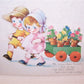 Unused 1940s Greeting Card - Get Well Card | Boy & Girl with Removeable Plants