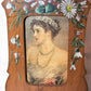 Antique Nice, France Olive Wood Picture Frame - Painted Violets and Daisies